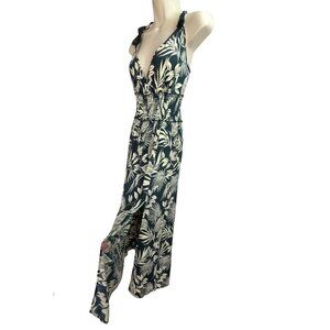 Anthropologie Tropical Smock Waist Maxi Dress Sz M Rayon Tassels Resort Wear NEW